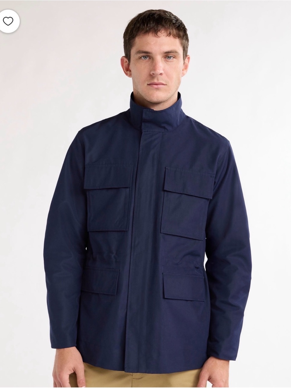 Men's Navy Military Field Jacket - Streamlined Utility Coat